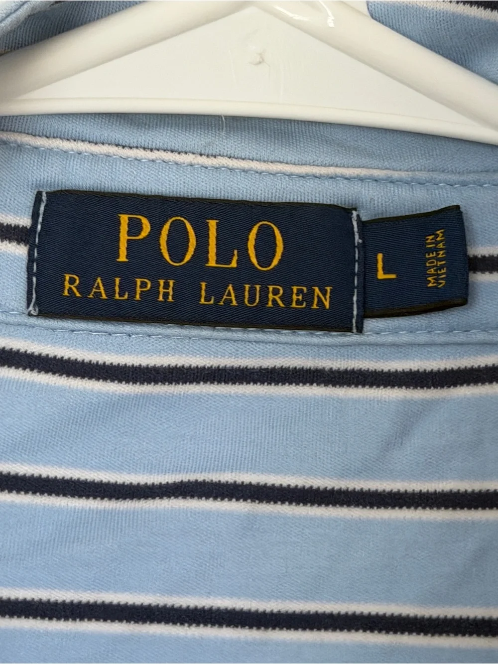 Ralph Lauren Light Blue Polo with Navy Stripes